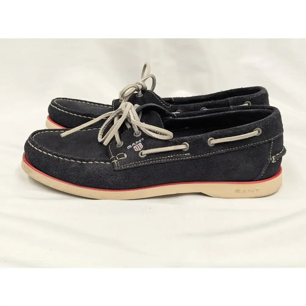 GANT Loafers Men's Moccasin Driving Shoes White Navy Leather Size 8 US